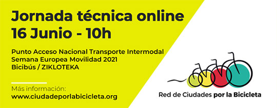 Cartel del evento Punto de Acceso Nacional de Transporte Multimodal y Red de Ciudades por la Bicicleta